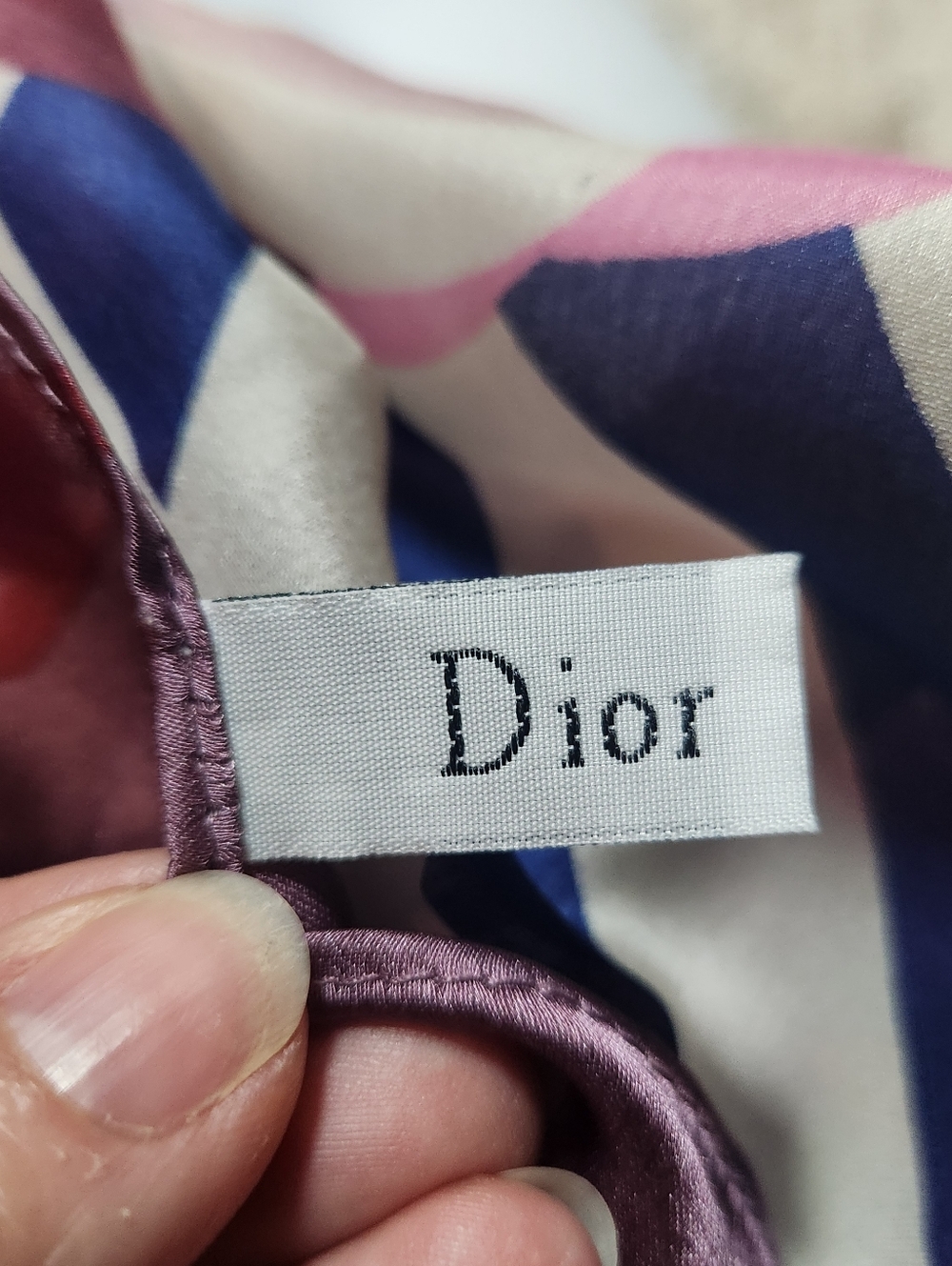 Christian Dior Silk Scarf Head Wrap Belt Floral Geometric Pattern Long Monogram - Picture 7 of 15